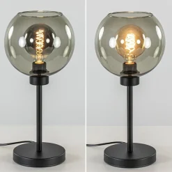 Straluma Tafellamp zwart met smoke glazen bol><noscript><img width=