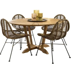 Straluma Teak houten buitentafel rond 130 cm><noscript><img width=