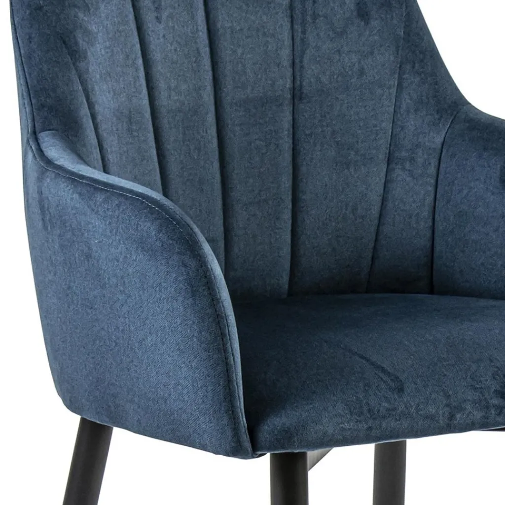 Straluma Trendy eetkamerstoel blauw met armleuning> Eetkamerstoelen