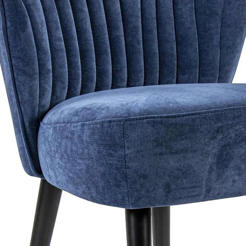 Straluma Trendy eetkamerstoel blauw met zwarte houten poot> Eetkamerstoelen