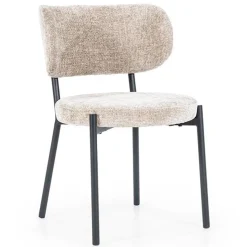 Straluma Trendy eetkamerstoel gemêleerd taupe met zwarte poot> Eetkamerstoelen