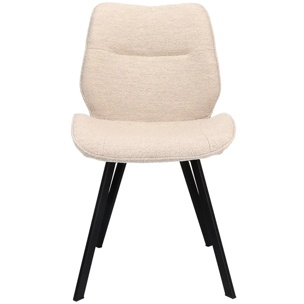 Straluma Trendy eetkamerstoel stof naturel met zwarte poot> Eetkamerstoelen