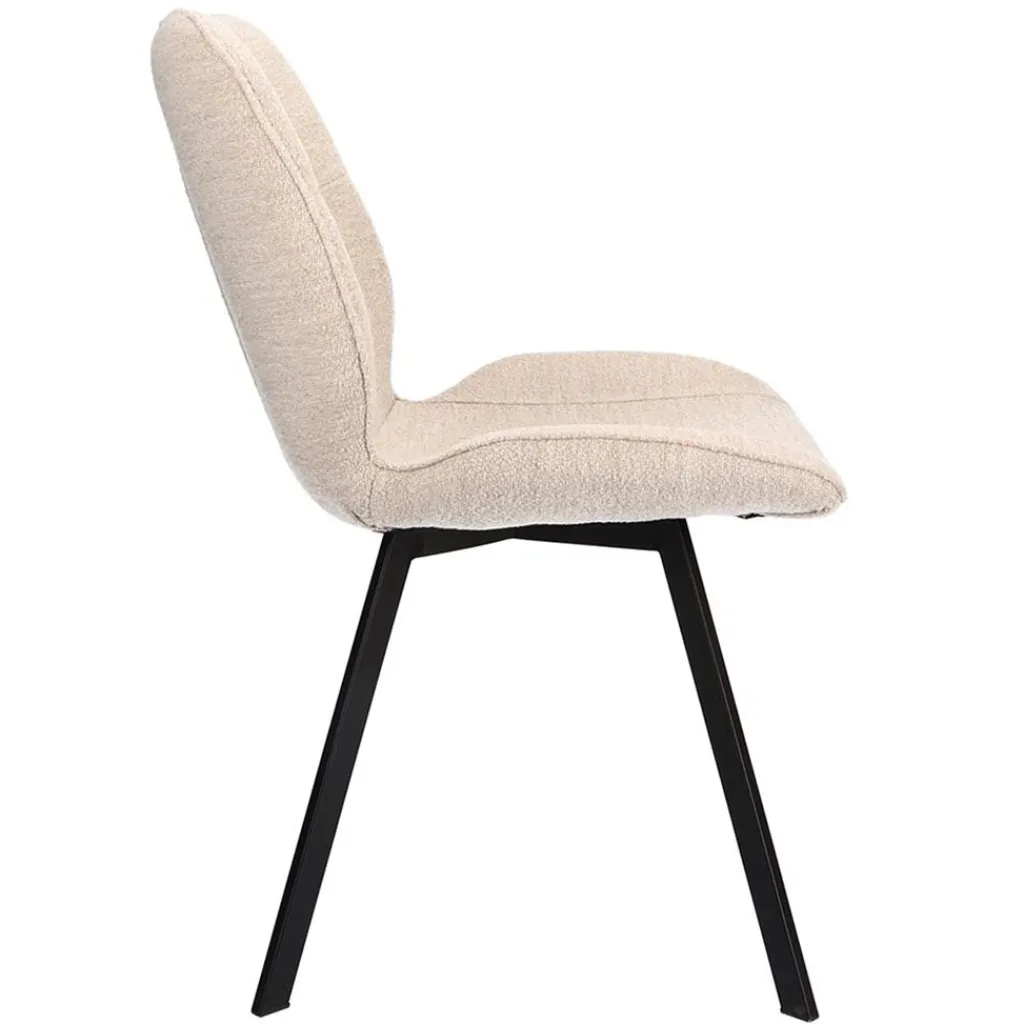 Straluma Trendy eetkamerstoel stof naturel met zwarte poot> Eetkamerstoelen