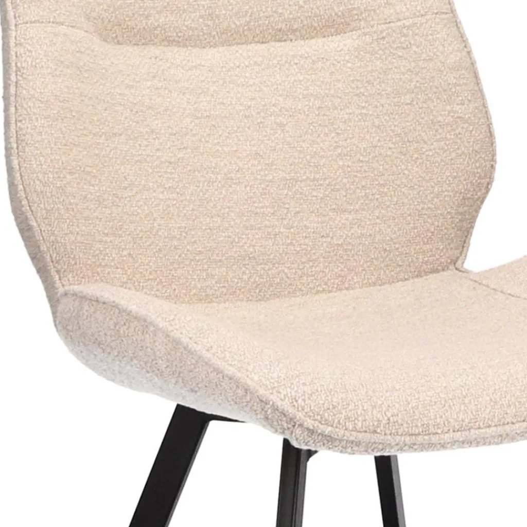 Straluma Trendy eetkamerstoel stof naturel met zwarte poot> Eetkamerstoelen