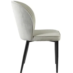 Straluma Trendy eetkamerstoel wit velours met zwart metalen poot><noscript><img width=