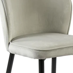 Straluma Trendy eetkamerstoel wit velours met zwart metalen poot><noscript><img width=