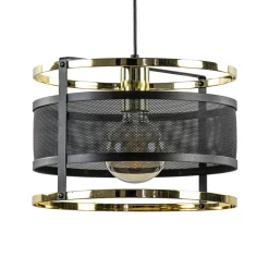 Straluma Trendy hanglamp mat zwart met hoogglans goud> Eetkamerverlichting|Hanglampen