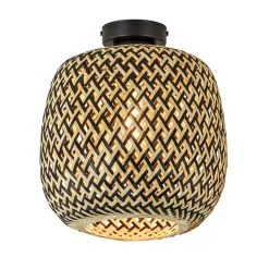 Straluma Trendy plafondlamp bamboe naturel/zwart> Woonkamerlampen|Tienerkamerlampen