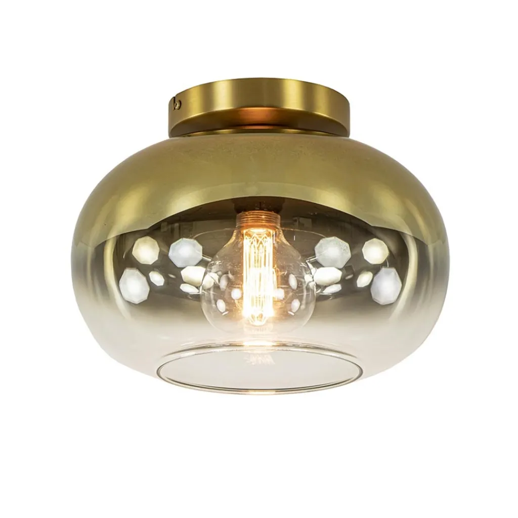 Straluma Trendy plafondlamp goud met goud gradiënt glas> Plafondlampen|Retro Verlichting