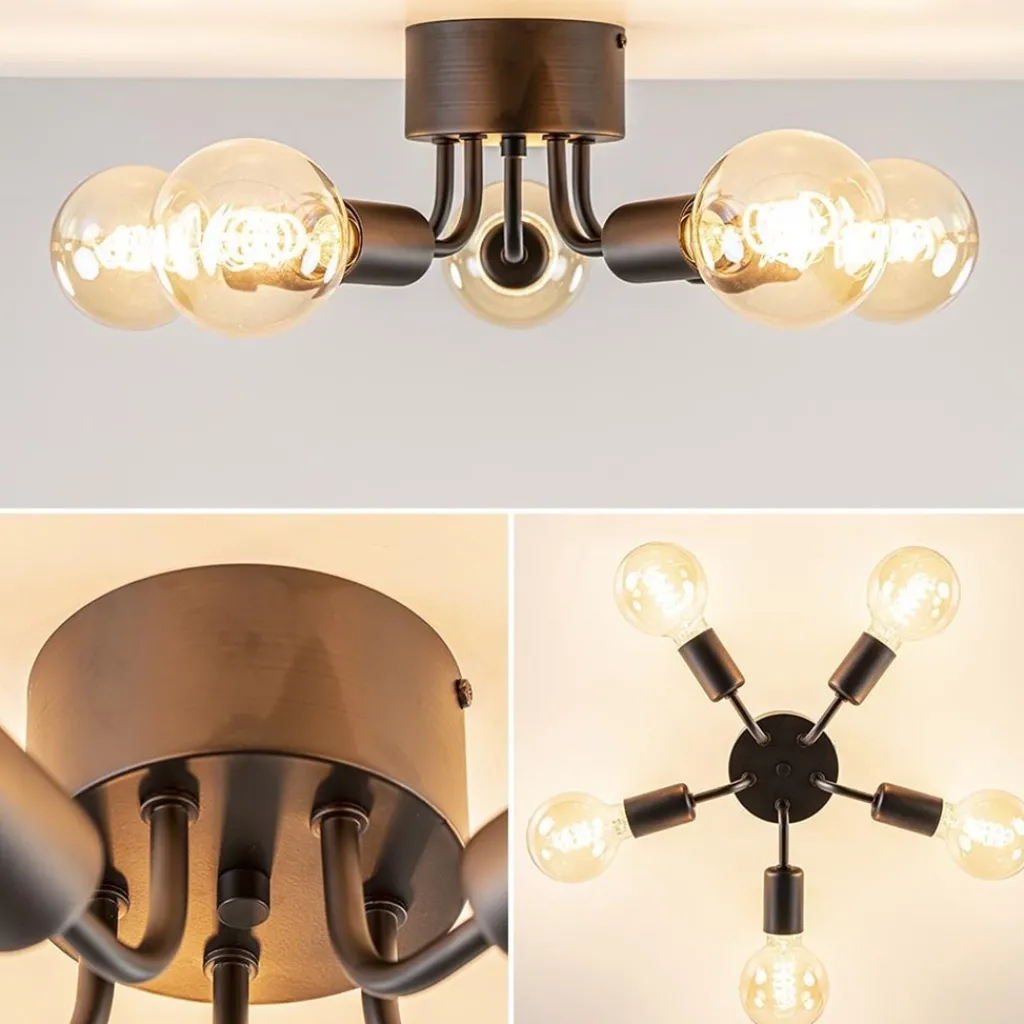 Straluma Trendy plafondlamp mat zwart exclusief lichtbron> Halverlichting|Plafondlampen