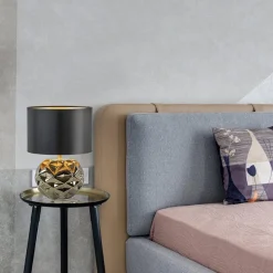 Straluma Trendy tafellamp keramiek goud met zwarte kap><noscript><img width=