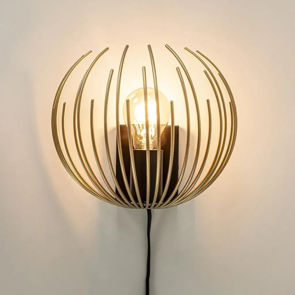 Straluma Trendy wandlamp goud met zwart inclusief snoer> Slaapkamerlampen|Halverlichting