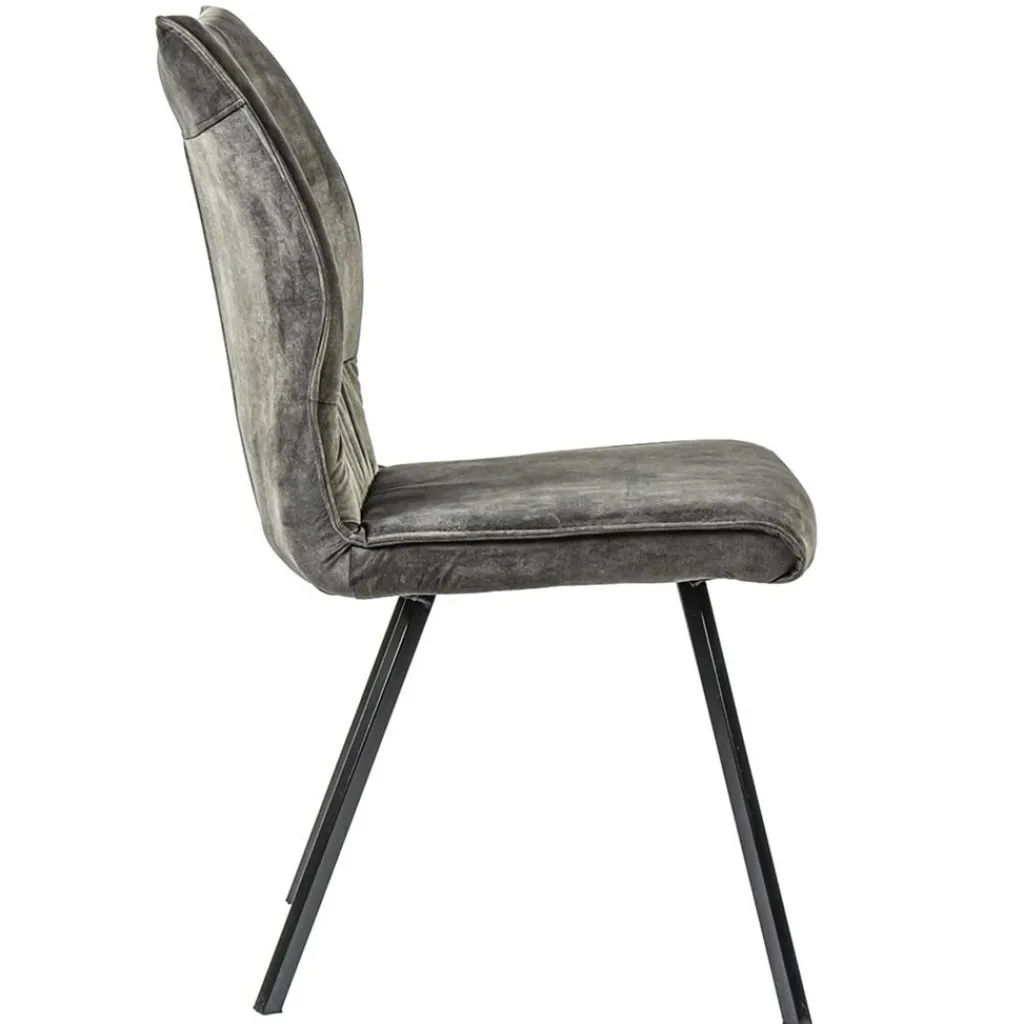 Straluma Velvet grijze eetkamerstoel met zwarte pootjes> Eetkamerstoelen