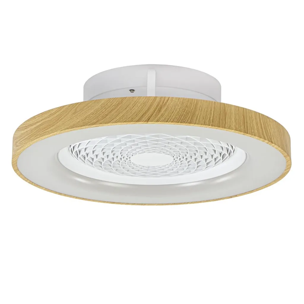 Straluma Ventilator Tibet hout/wit afst.bed. cct> Plafondlampen|Plafondventilatoren met lamp