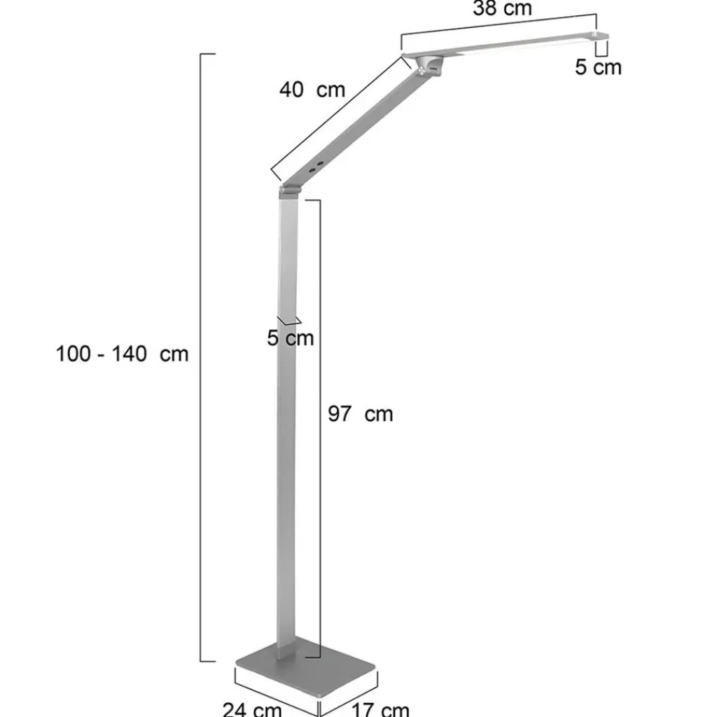 Straluma Verstelbare LED vloerlamp geborsteld staal dimbaar> Vloerlampen|Woonkamerlampen