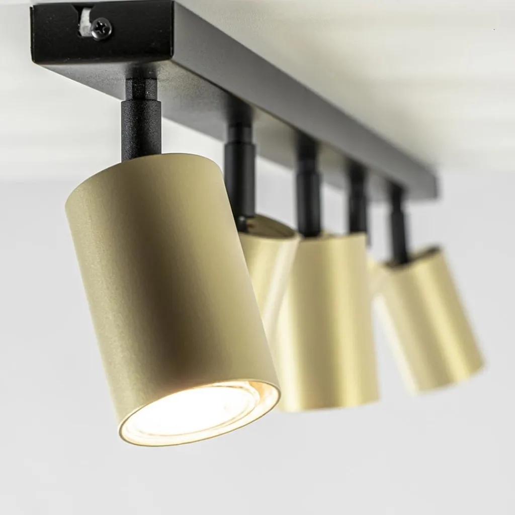 Straluma Verstelbare 5-lichts GU10 opbouwspot goud met zwart> Plafondlampen|Opbouwspots