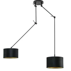 Straluma Verstelbare 2-lichts plafondlamp met velvet zwarte kappen> Schemerlampen|Keukenverlichting