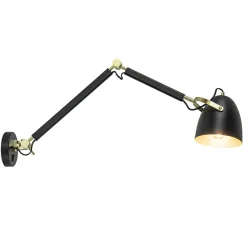 Straluma Verstelbare wandlamp mat zwart met gouden details> Wandlampen|Retro Verlichting