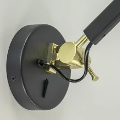 Straluma Verstelbare wandlamp mat zwart met gouden details><noscript><img width=