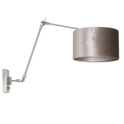 Straluma Verstelbare wandlamp staal met velourse kap zilver> Wandlampen|Schemerlampen