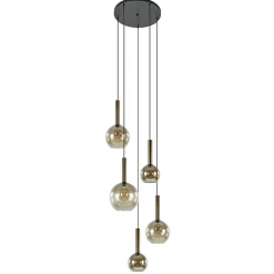 Straluma Videlamp Bella 5L rond zwart/brons+smoke> Videverlichting|Pendel Lampen