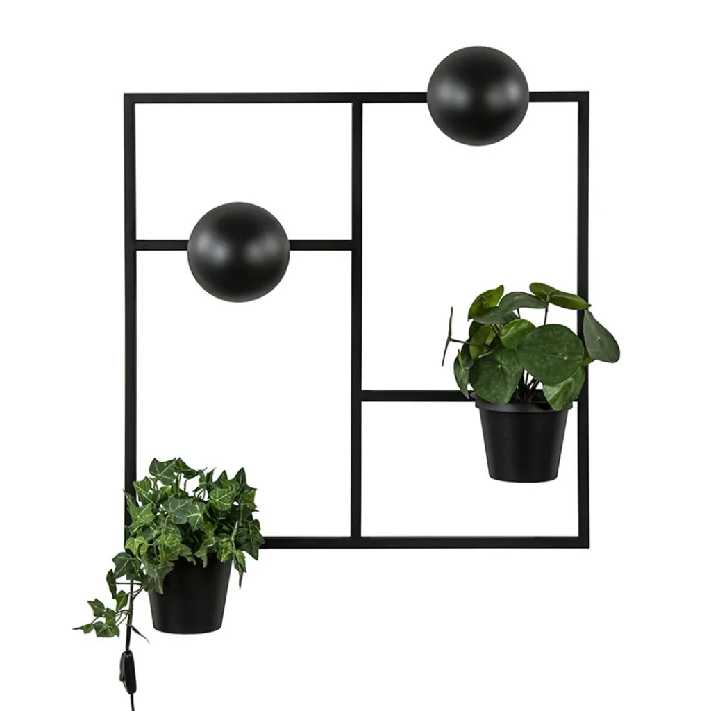 Straluma Vierkant wandrek met plantenpotten en E27 fittingen> Wandlampen|Botanische Verlichting