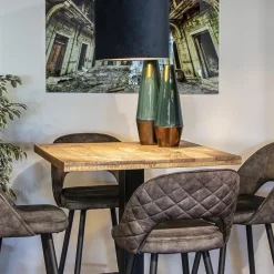 Straluma Vierkante bartafel mangohout 80x80 cm met zwarte poot><noscript><img width=