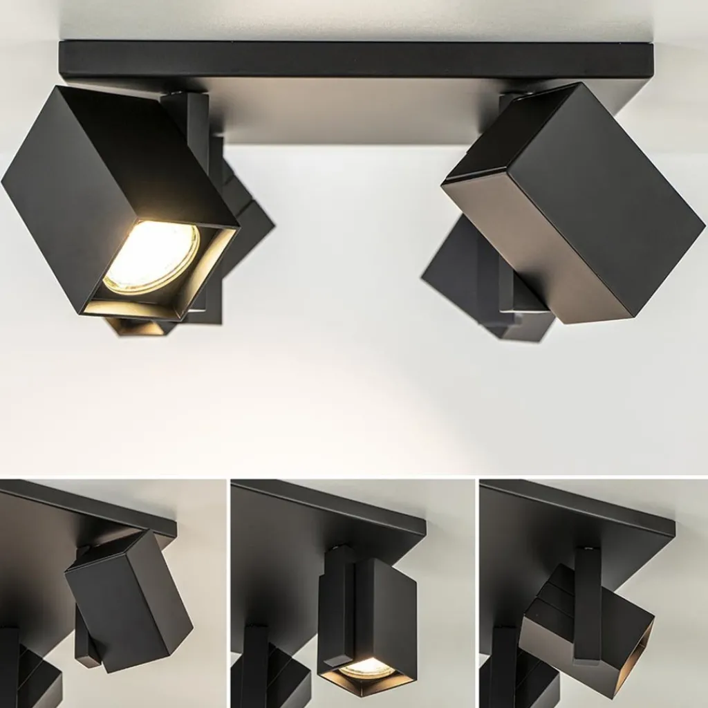 Straluma Vierkante opbouwspot 4L zwart verstelbaar> Opbouwspots|Woonkamerlampen