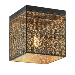 Straluma Vierkante plafondlamp zwart met gouden binnenzijde> Keukenverlichting|Plafondlampen