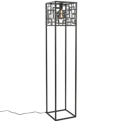 Straluma Vierkante vloerlamp mat zwart metaal> Woonkamerlampen|Vloerlampen