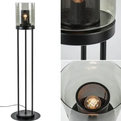 Straluma Vloerlamp cilinder mat zwart met smoke glazen kap> Vloerlampen|Industriële Verlichting