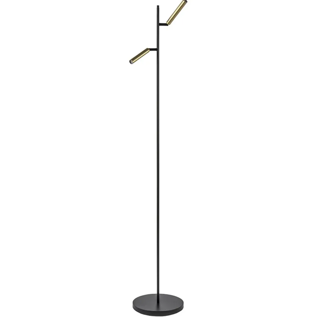 Straluma Vloerlamp Flute 2l zwart/matgoud pushdim> Vloerlampen|Leeslampen