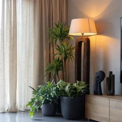 Straluma Vloerlamp Kelafo hout chocolade bruin exclusief kap><noscript><img width=