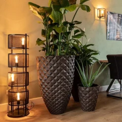 Straluma Vloerlamp 4L cilinder gaas zwart><noscript><img width=