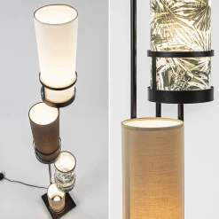 Straluma Vloerlamp 4L zwart + cilinder kappen bruin><noscript><img width=