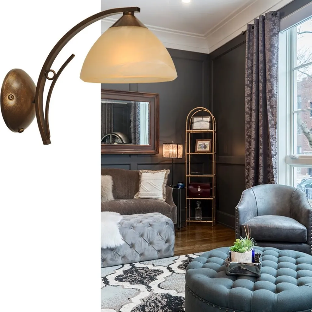 Straluma Wandlamp Bolzano smeedijzer brons> Bedlampjes|Woonkamerlampen