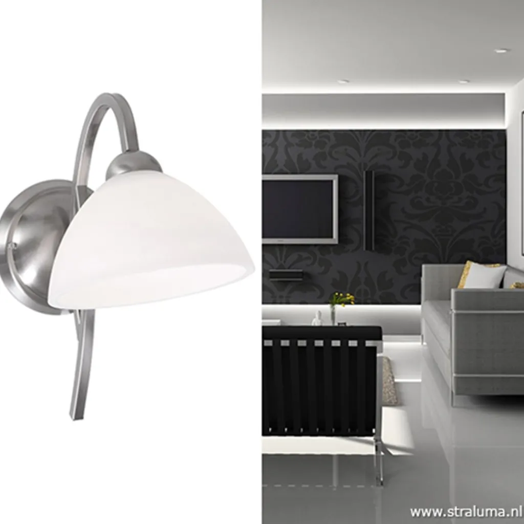 Straluma Wandlamp Capri staal/glas slaapkamer> Bedlampjes|Woonkamerlampen