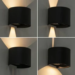 Straluma Wandlamp Davos afgerond zwart IP54 2700k><noscript><img width=