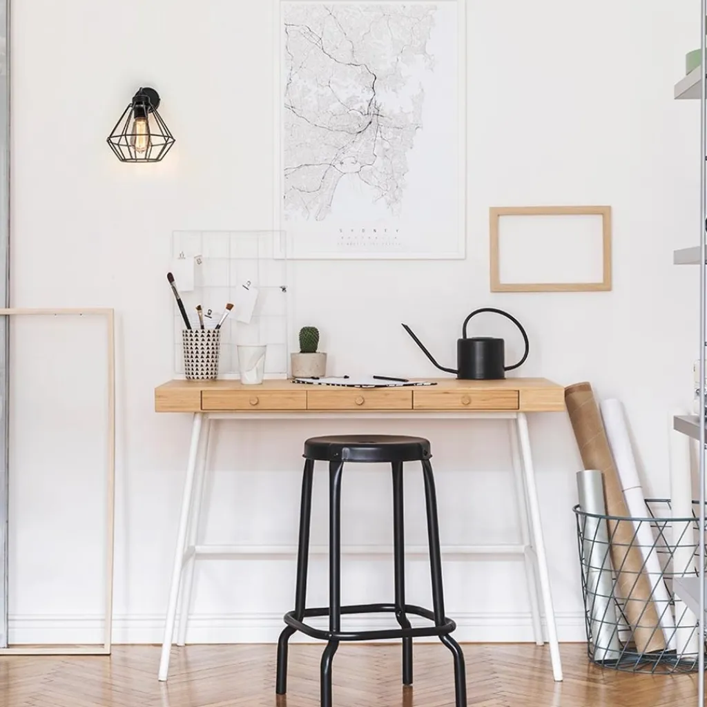 Straluma Wandlamp draadkorf zwart> Wandlampen|Draadlampen