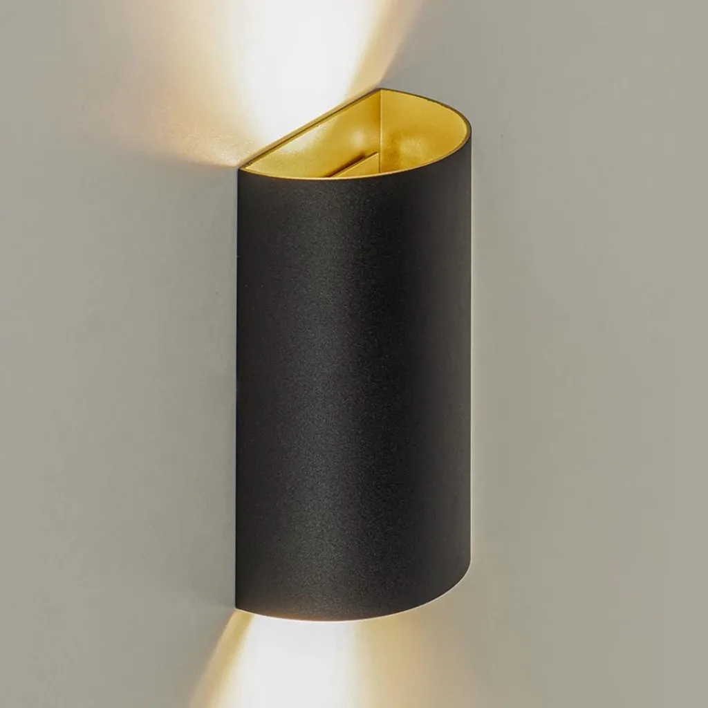 Straluma Wandlamp Hera afgerond zwart/matgoud 2xgu10> Woonkamerlampen|Slaapkamerlampen