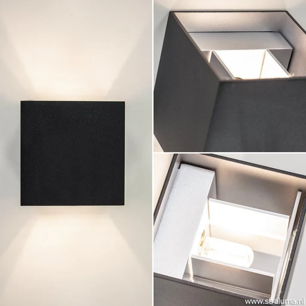 Straluma Wandlamp kubus verst. zwart/grijs ex.g9> Woonkamerlampen|Slaapkamerlampen