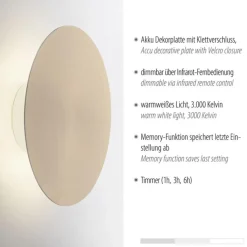 Straluma Wandlamp op accu goud 3-standen dimbaar><noscript><img width=