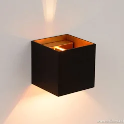 Straluma Wandlamp Xio kubus zwart/goud inclusief G9><noscript><img width=
