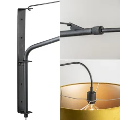 Straluma Wandlamp zwart met velourse kap><noscript><img width=