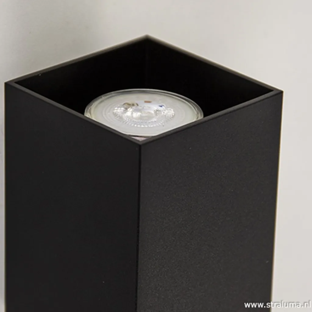 Straluma Wandlamp zwart rechthoek up+down gu10> Wandlampen|Woonkamerlampen