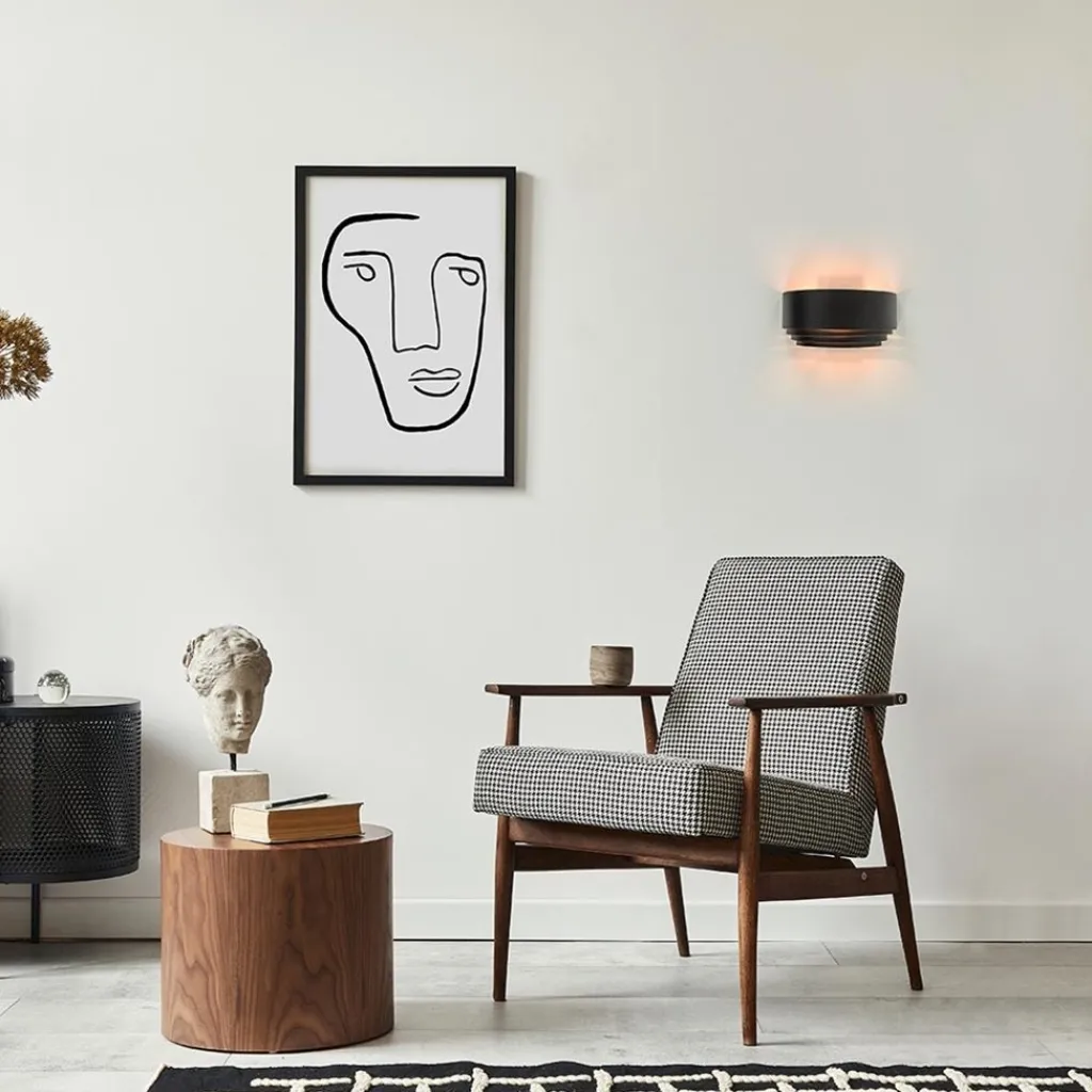 Straluma Wandlamp zwart/goud up+down langwerpig> Woonkamerlampen|Slaapkamerlampen