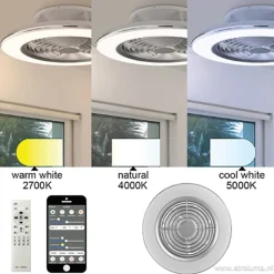 Straluma Zilveren ventilator met LED en bluetooth><noscript><img width=