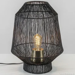 Straluma Zwart metalen tafellamp Vitora met brons> Tafellampen|Draadlampen