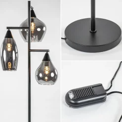 Straluma Zwart metalen vloerlamp met titanium glazen kappen><noscript><img width=