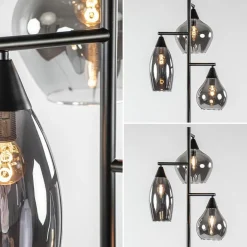 Straluma Zwart metalen vloerlamp met titanium glazen kappen><noscript><img width=